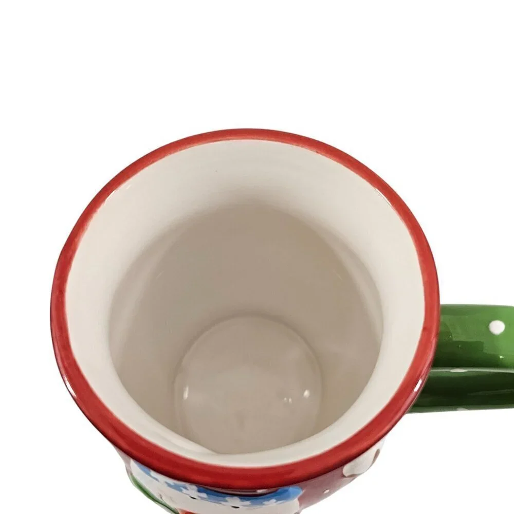 Pier 1 Imports JOLLY HOLIDAY SNOWMAN Large Red 20 Oz Dolomite Christmas Mug Cup